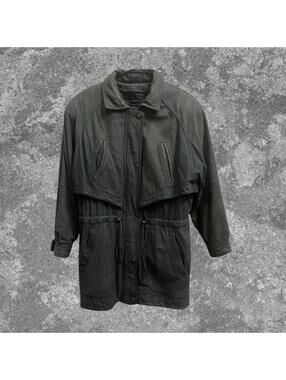 VTG Wilsons Leather Jacket Women M Black Thinsulate Insulated 90s Utility Coat